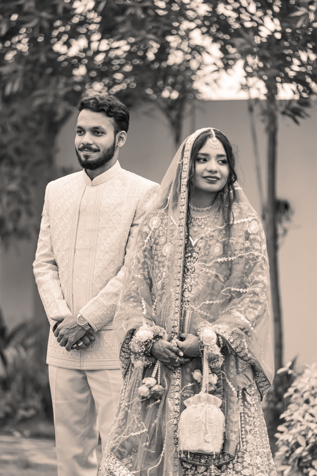 Lubna and Tousif, black and white