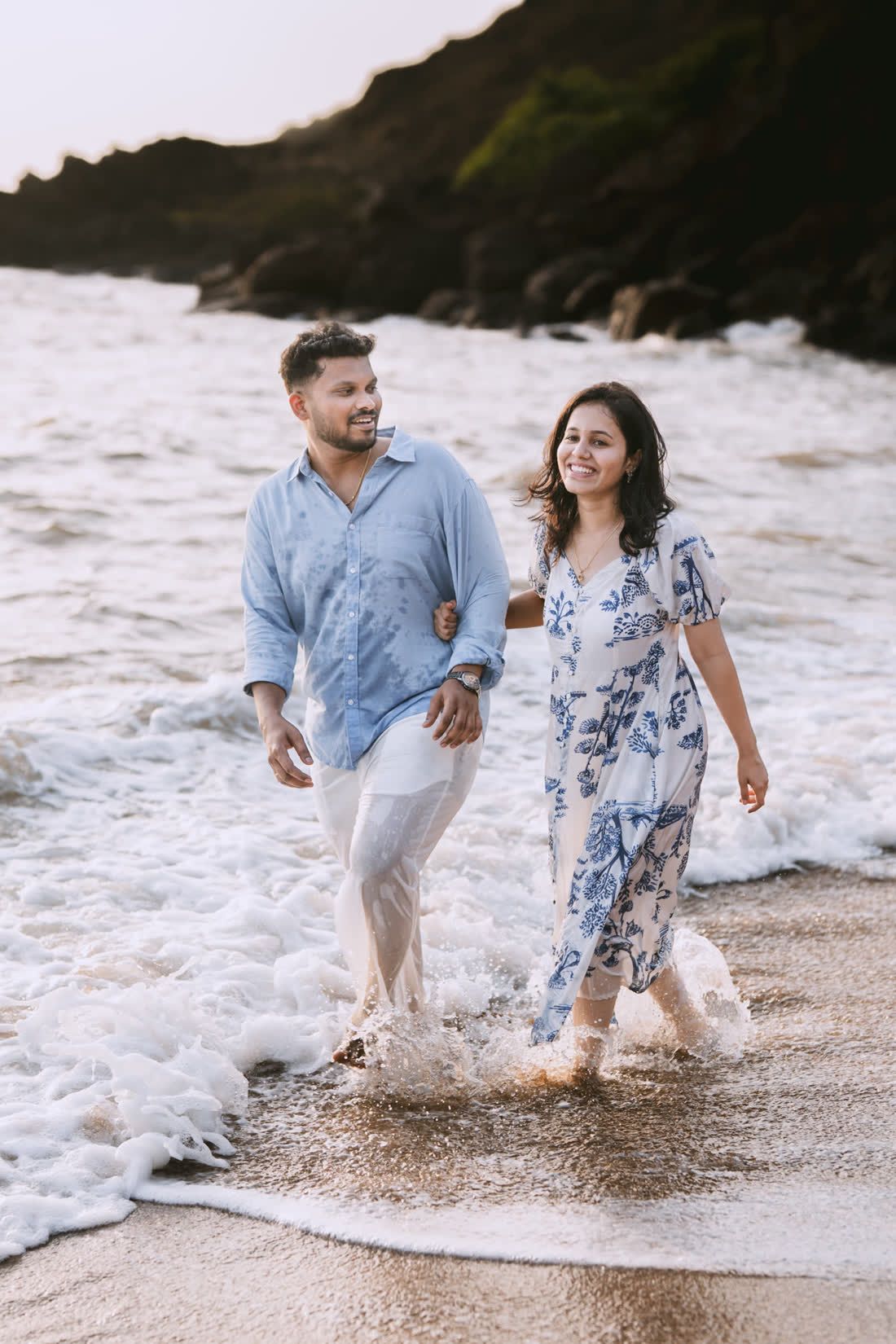 Rakshita and Rahul by the sea