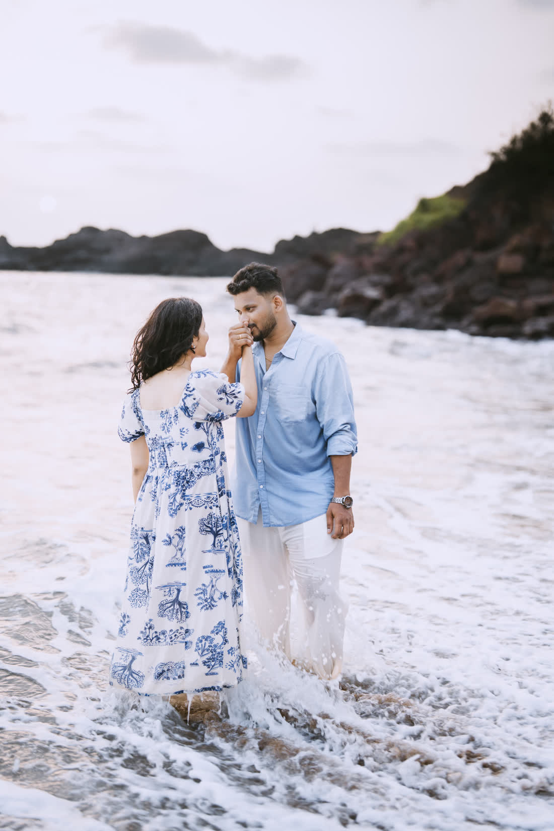 Rakshita and Rahul by the water