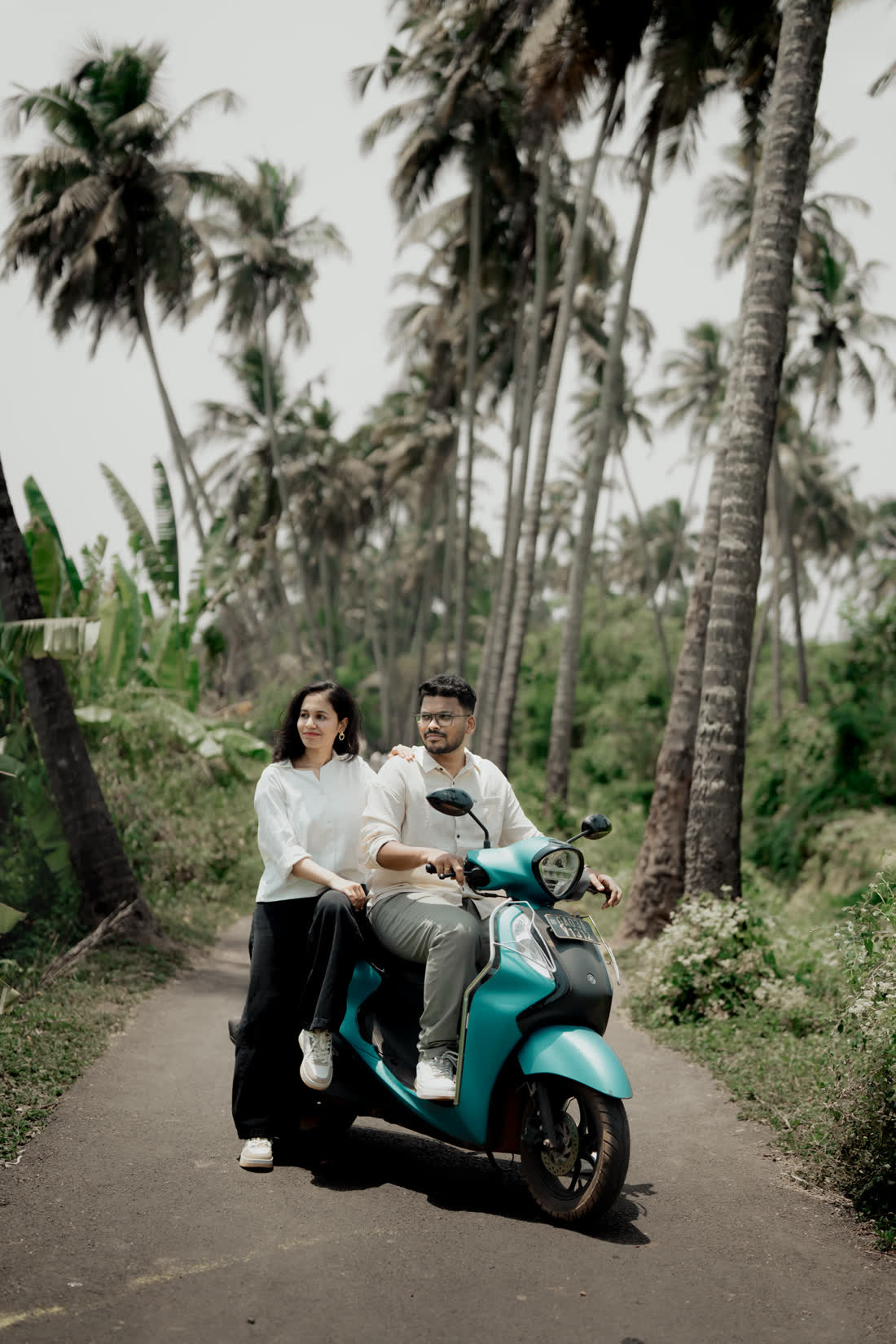 Rakshita and Rahul riding through Goa