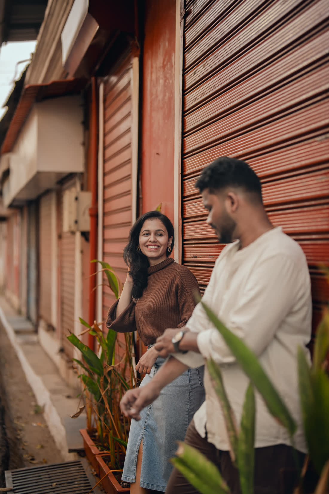 Rakshita and Rahul on a bench